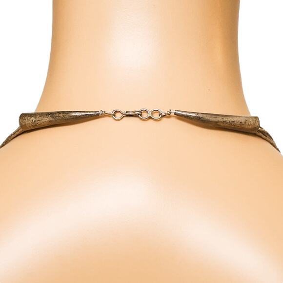 Vintage Santo Domingo Turquoise Sterling Silver Heishi Necklace 10-Strand - Picture 2 of 10